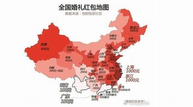 十一黄金周婚礼红包地图出炉：浙沪“最讲面子”