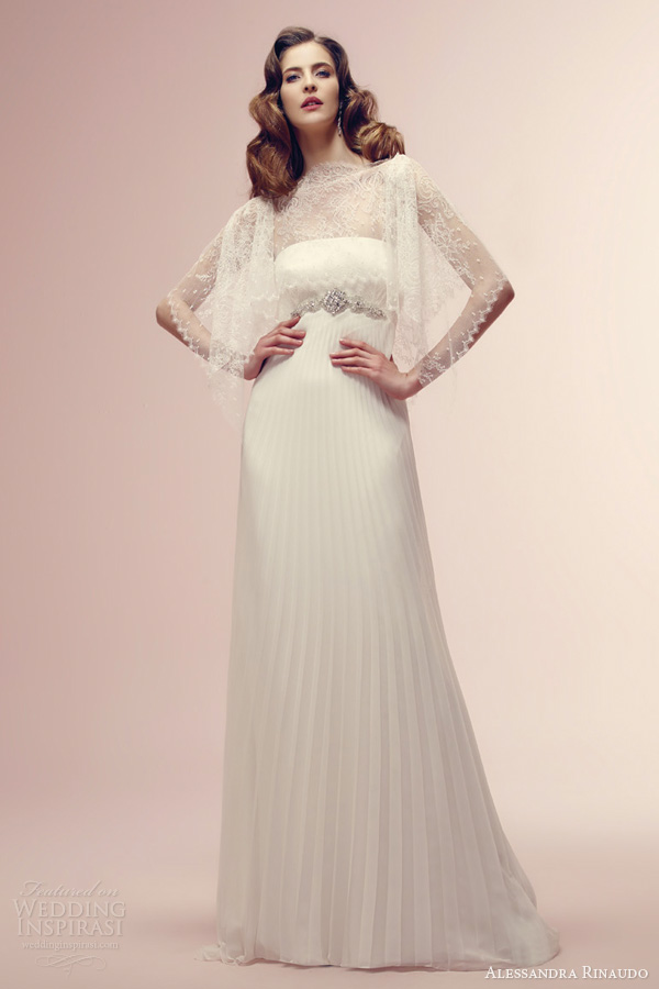 alessandra rinaudo bridal 2014 roisin wedding dress lace top empire waist pleated skirt