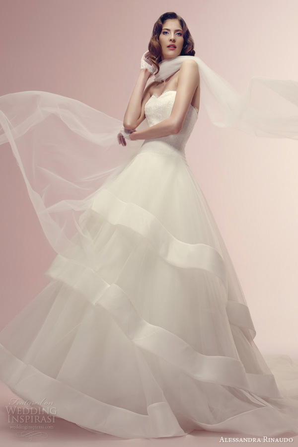 alessandra rinaudo bridal 2014 reem wedding dress strapless tier skirt