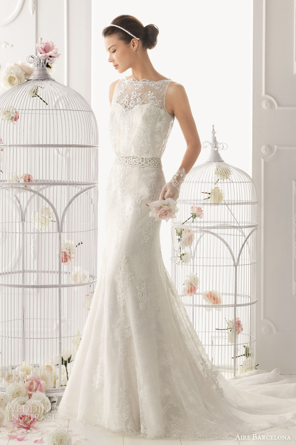 aire barcelona 2014 odette sleeveless lace blouson wedding dress