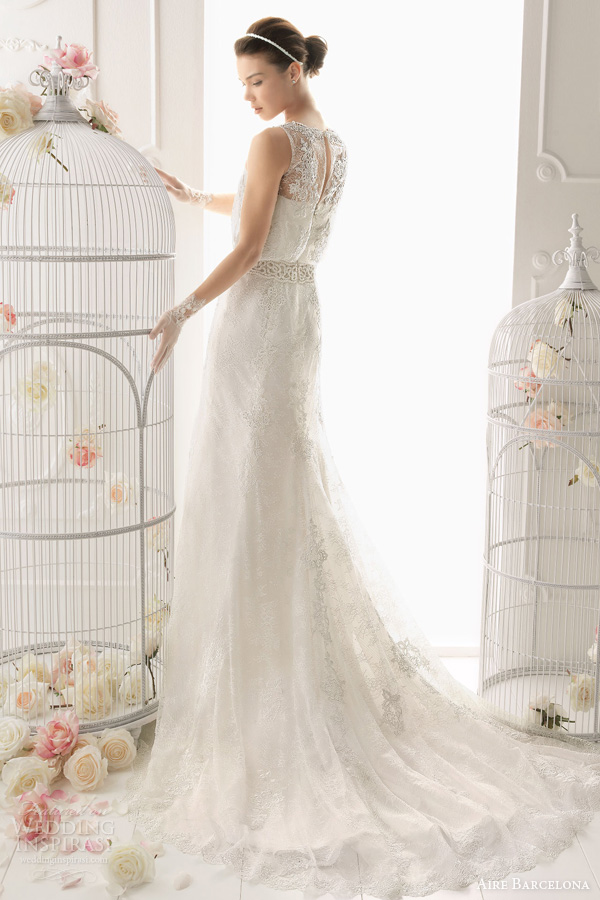 aire barcelona 2014 odette sleeveless lace blouson wedding dress back train