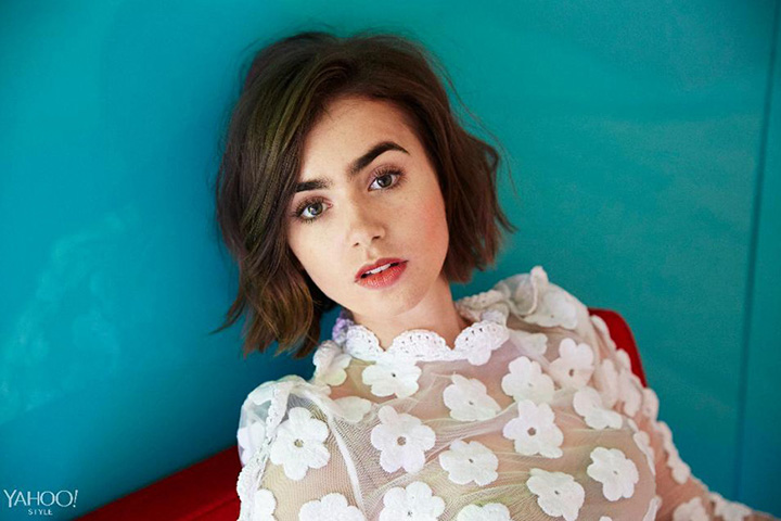 Lily Collins 为 Yahoo Style拍摄宣传照