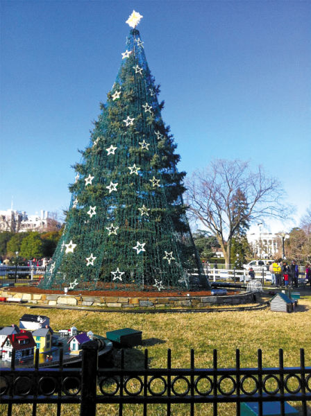 美国白宫前的圣诞树 方美昂 摄