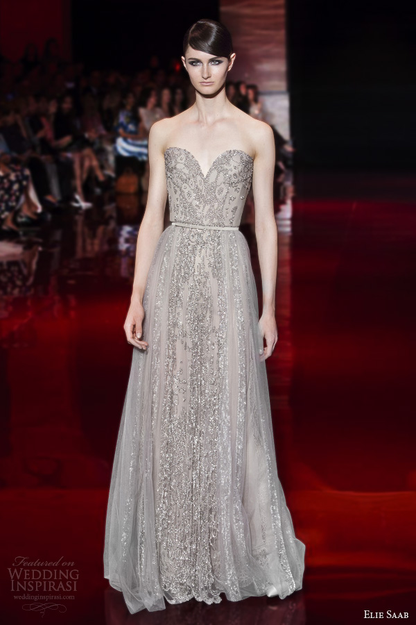 elie saab couture fall 2013 2014 strapless sweetheart gown