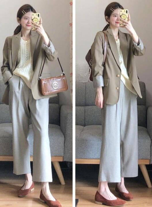 西装外套 直筒裤