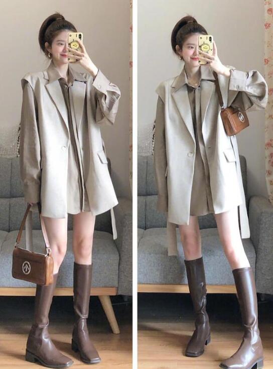 西服马甲 中筒靴