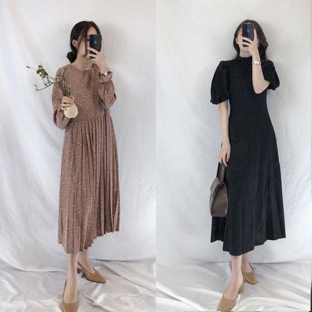 黑色五分袖连衣裙 高跟鞋