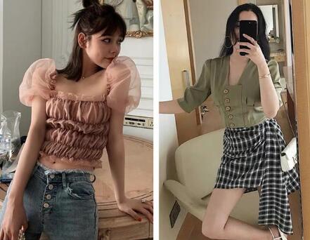 短款上衣 修身牛仔裤