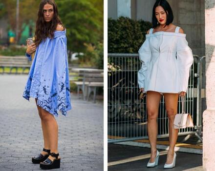 衬衫连衣裙 高跟鞋