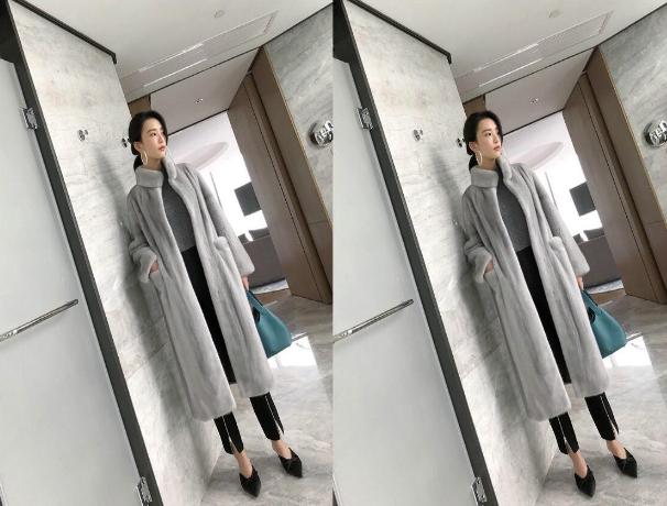 打底衫 休闲裤 长款皮草