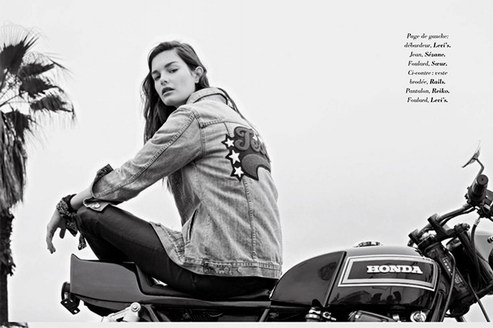 法国超模Ophelie Guillermand化身机车骑士拍摄时尚大片