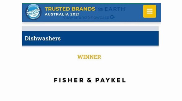 在澳大利亚：斐雪派克洗碗机获2021最受信任品牌