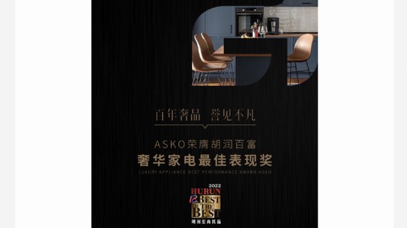 百年奢品，誉见不凡 ASKO荣获胡润百富至尚优品——奢华家电最佳表现奖