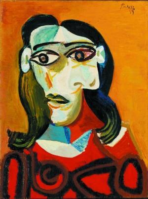 毕加索为情人画的《年轻的黑发女人（朵拉·玛尔）》。