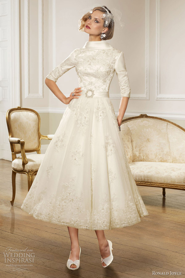 ronald joyce bridal 2013 sleeve tea length wedding dress